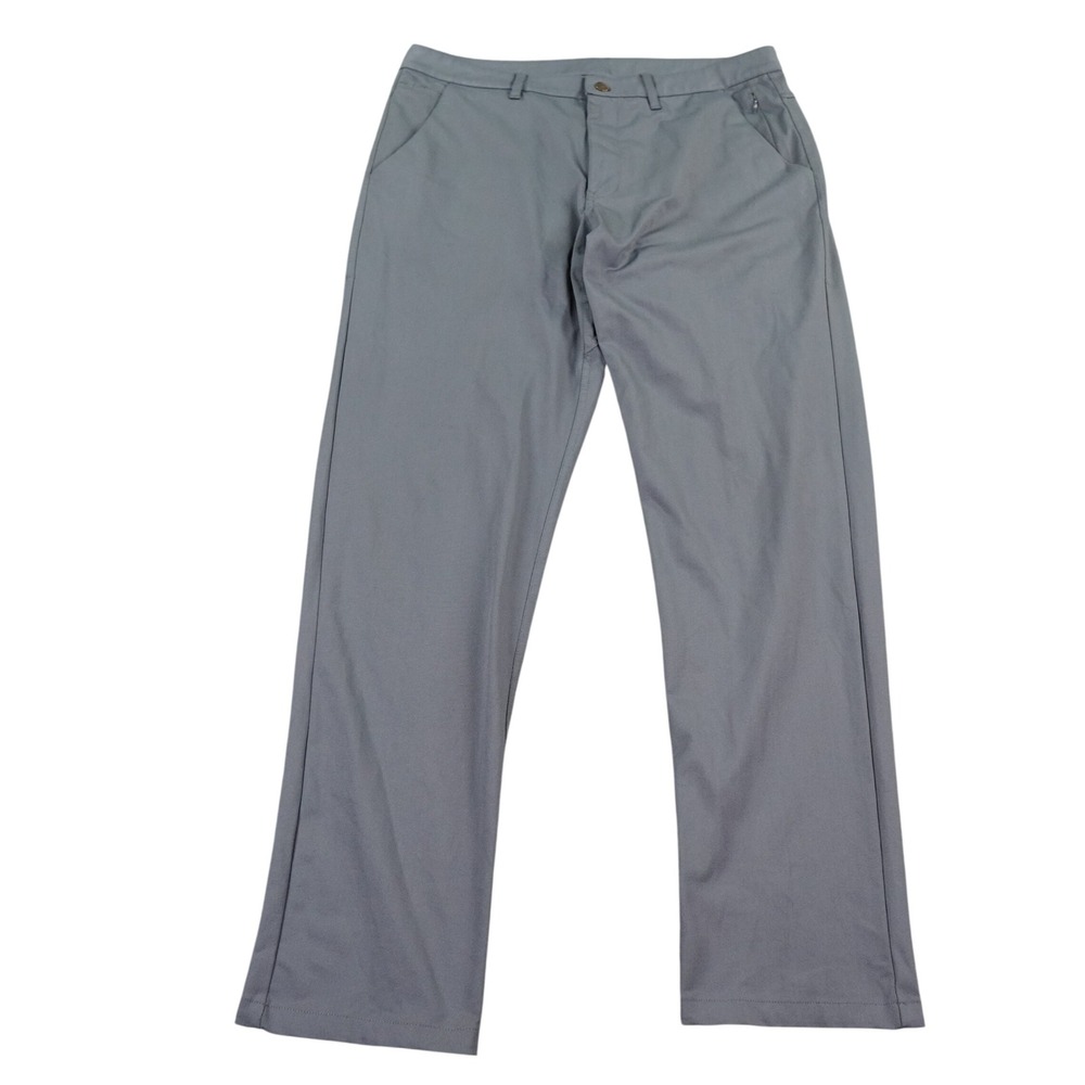 Barbell Apparel Pants Mens 34 Gray Athletic Performance Golf Casual Chino Logo
